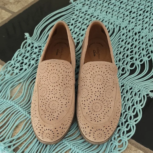 Clarks Collection Trish Calla Sand Suede Loafers - Picture 1 of 10